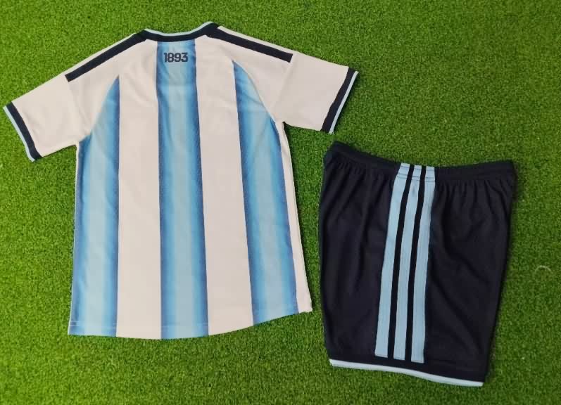 2026 Argentina World Cup Home Kids Soccer Jersey And Shorts (Player)