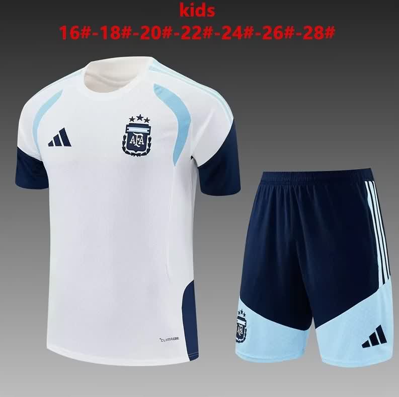 2026 Argentina Training Kids Soccer Jersey And Shorts 03