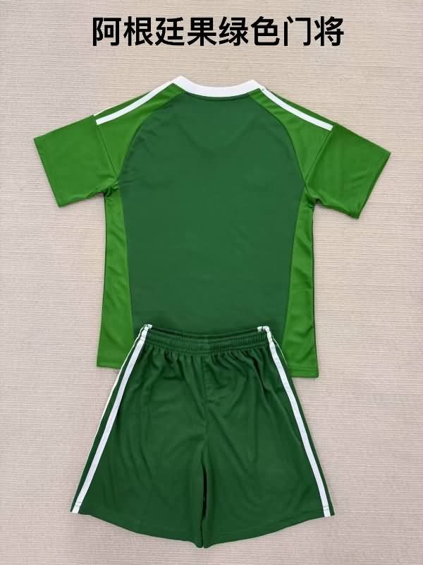 2025 Argentina Goalkeeper Green Kids Soccer Jersey And Shorts