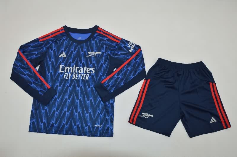 25/26 Arsenal Away Long Sleeve Kids Soccer Jersey And Shorts