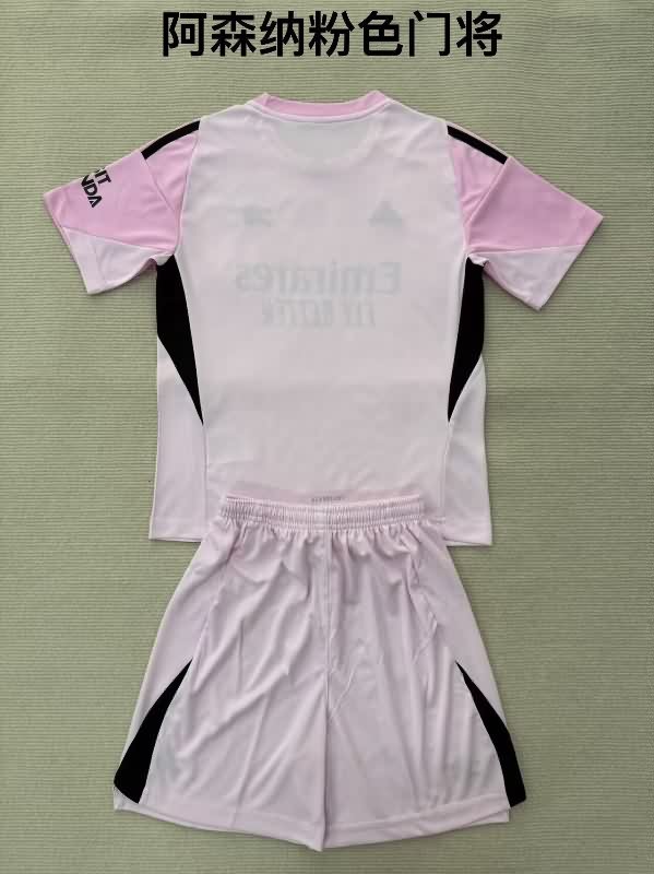 25/26 Arsenal Goalkeeper Pink Kids Soccer Jersey And Shorts