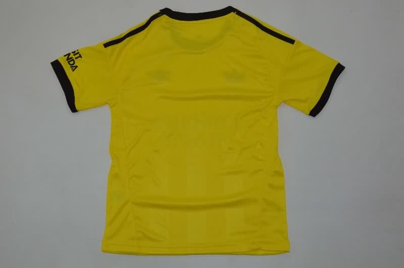 25/26 Arsenal Goalkeeper Yellow Kids Soccer Jersey And Shorts 02
