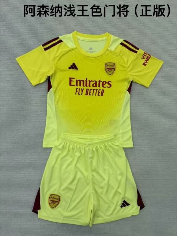 25/26 Arsenal Goalkeeper Yellow Kids Soccer Jersey And Shorts Leaked
