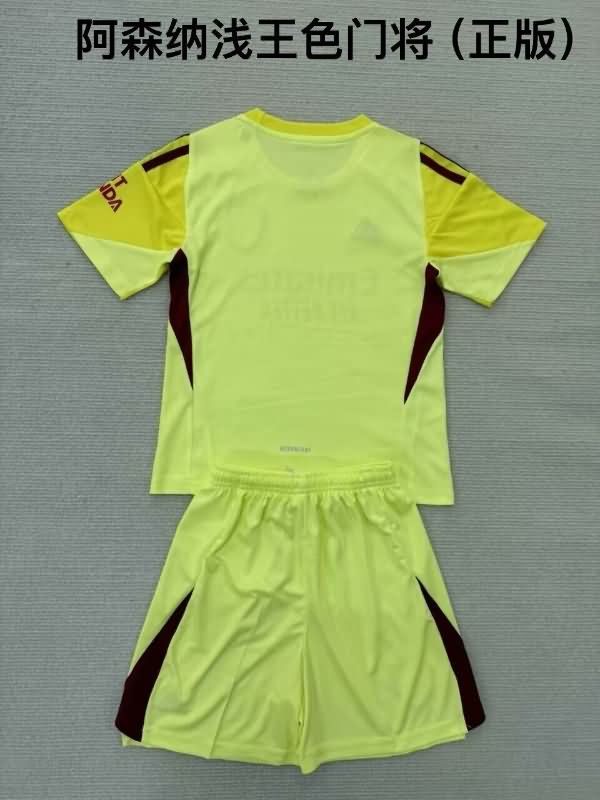 25/26 Arsenal Goalkeeper Yellow Kids Soccer Jersey And Shorts Leaked