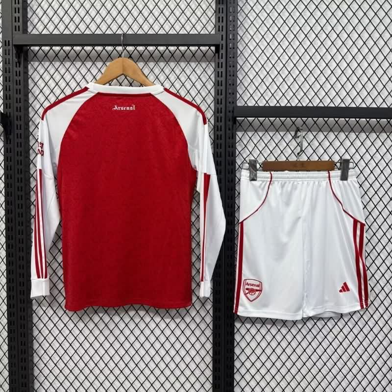 25/26 Arsenal Home Long Sleeve Kids Soccer Jersey And Shorts