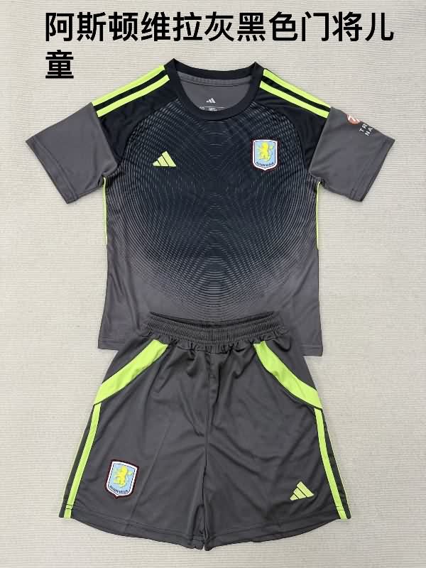 25/26 Aston Villa Goalkeeper Black Kids Soccer Jersey And Shorts