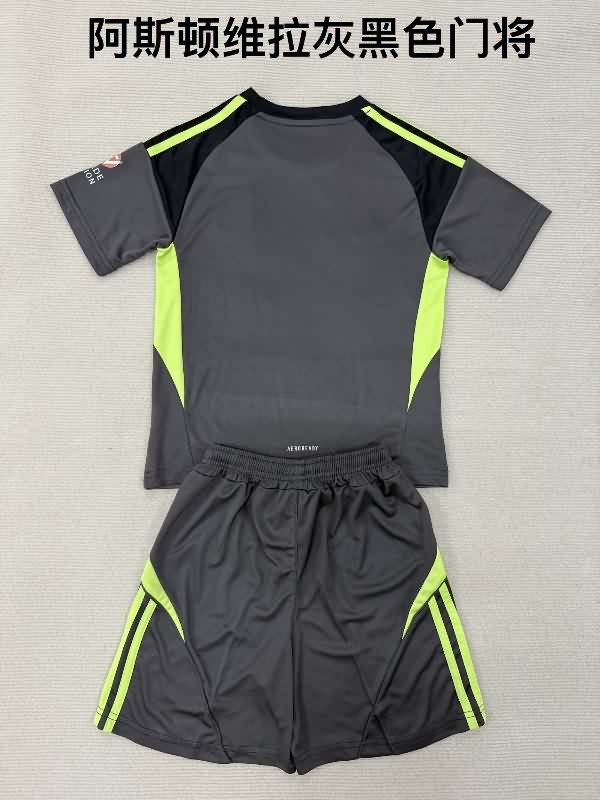 25/26 Aston Villa Goalkeeper Black Kids Soccer Jersey And Shorts