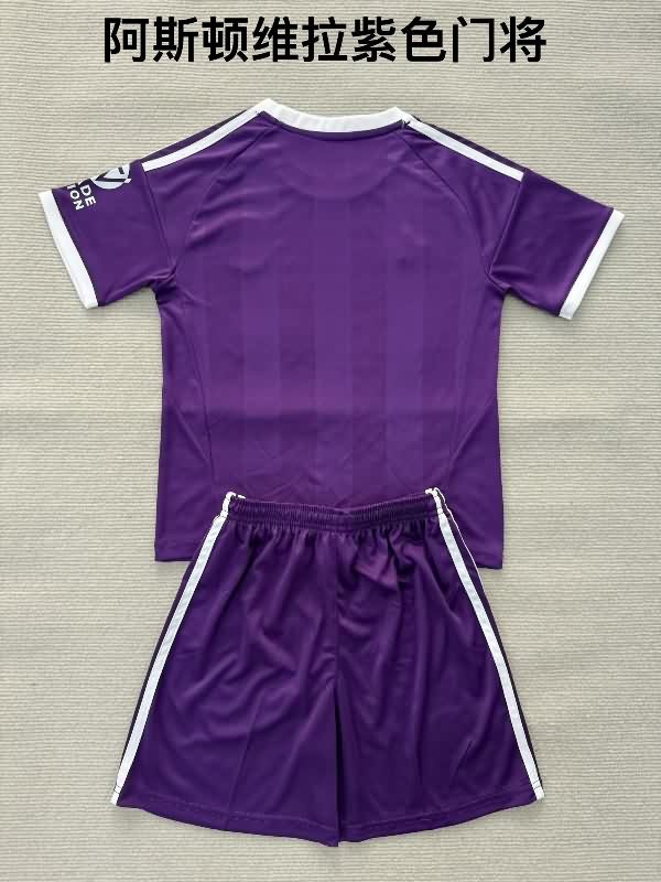 25/26 Aston Villa Goalkeeper Purple Kids Soccer Jersey And Shorts