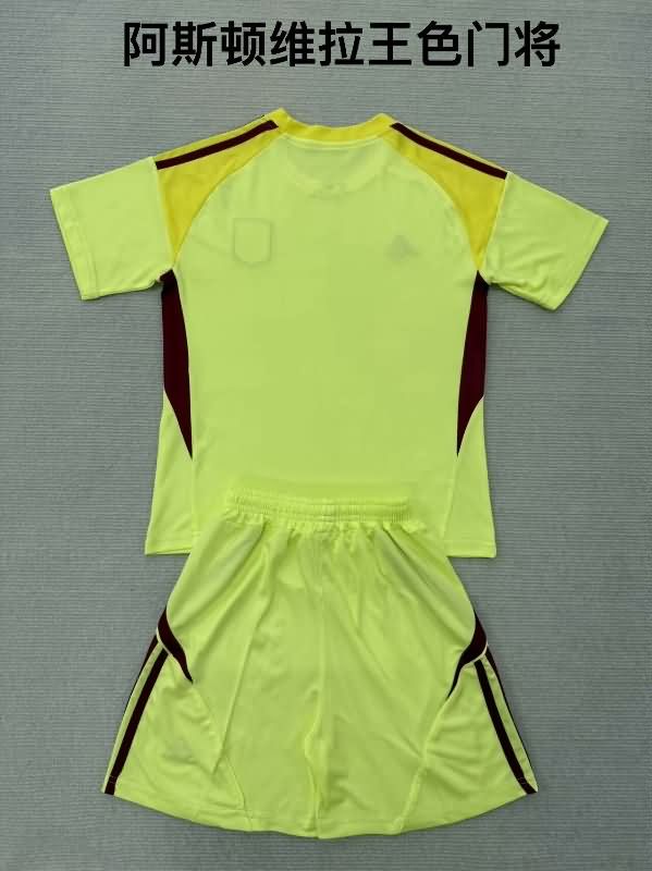 25/26 Aston Villa Goalkeeper Yellow Kids Soccer Jersey And Shorts