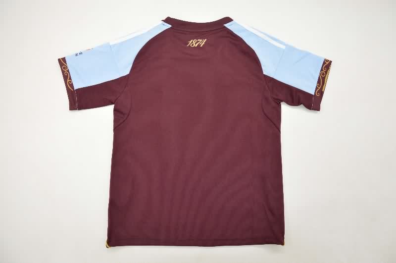25/26 Aston Villa Home Kids Soccer Jersey And Shorts
