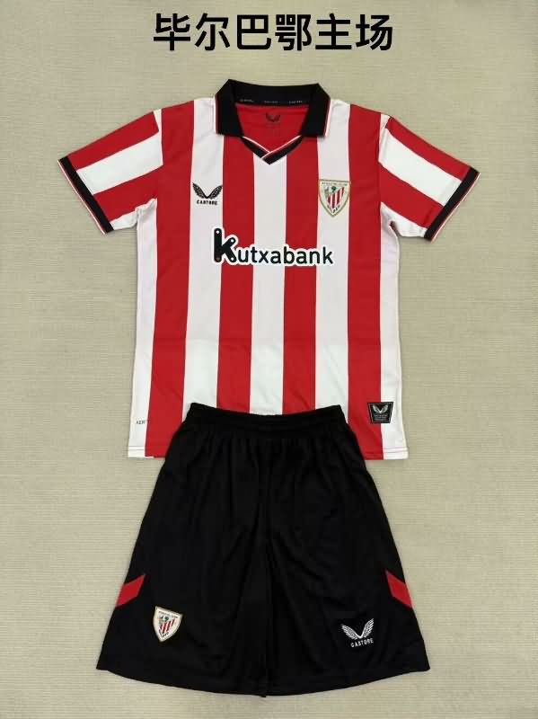 25/26 Athletic Bilbao Home Kids Soccer Jersey And Shorts