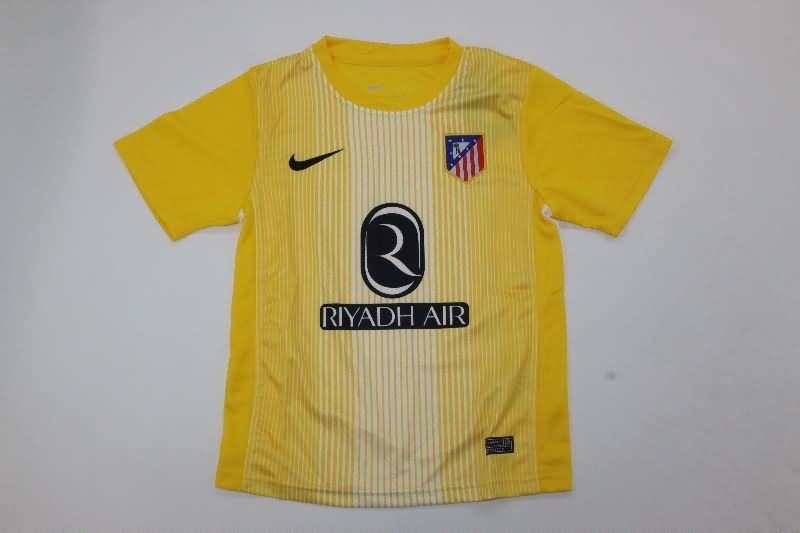 25/26 Atletico Madrid Goalkeeper Yellow Kids Soccer Jersey And Shorts