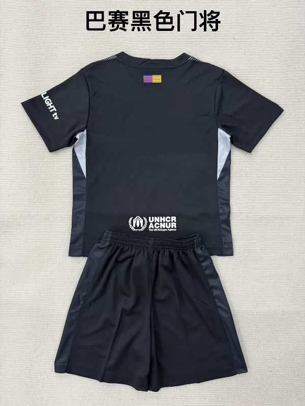 25/26 Barcelona Goalkeeper Black Kids Soccer Jersey And Shorts
