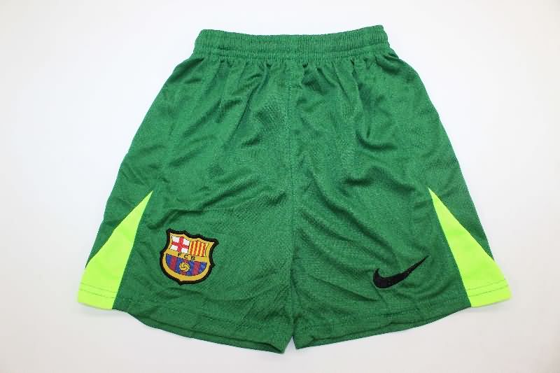 25/26 Barcelona Goalkeeper Green Kids Soccer Jersey And Shorts