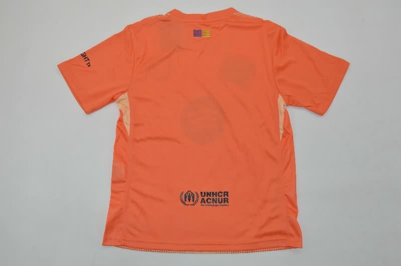 25/26 Barcelona Goalkeeper Orange Kids Soccer Jersey And Shorts