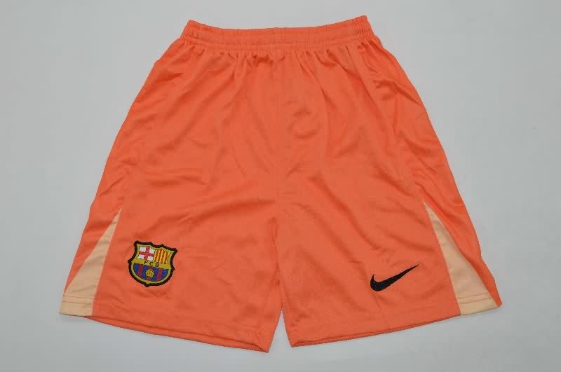 25/26 Barcelona Goalkeeper Orange Kids Soccer Jersey And Shorts