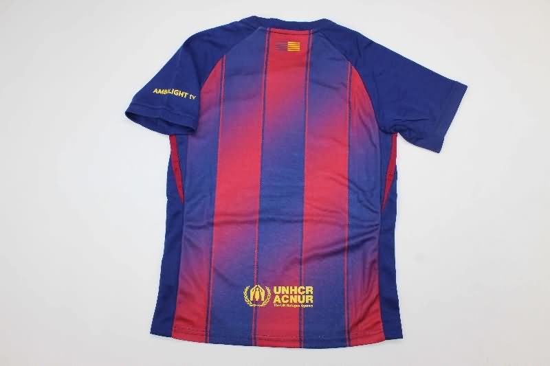 25/26 Barcelona Home Kids Soccer Jersey And Shorts Leaked