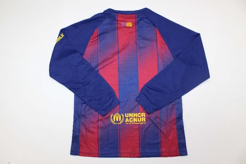25/26 Barcelona Home Long Sleeve Kids Soccer Jersey And Shorts