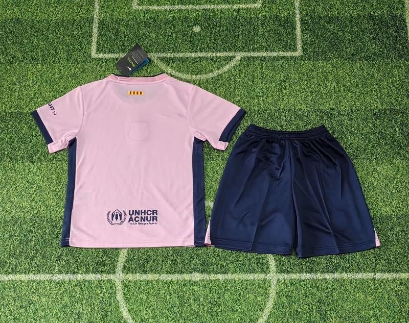 25/26 Barcelona Pink Kids Soccer Jersey And Shorts