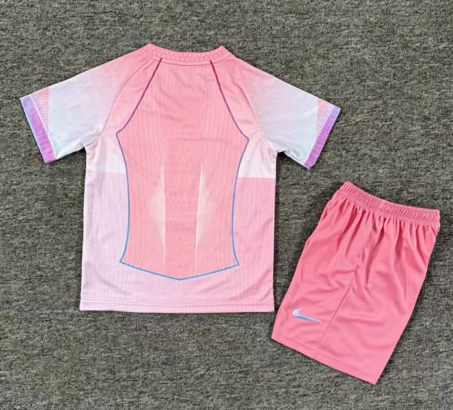 25/26 Barcelona Pink Kids Soccer Jersey And Shorts 02