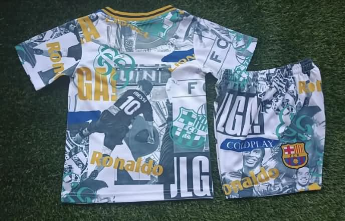 25/26 Barcelona Special Kids Soccer Jersey And Shorts 04
