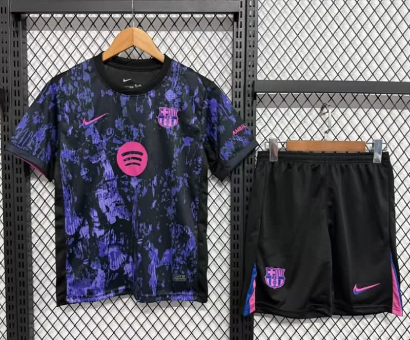 25/26 Barcelona Training Kids Soccer Jersey And Shorts 03