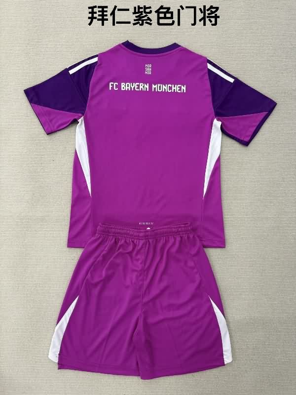 25/26 Bayern Munich Goalkeeper Purple Kids Soccer Jersey And Shorts