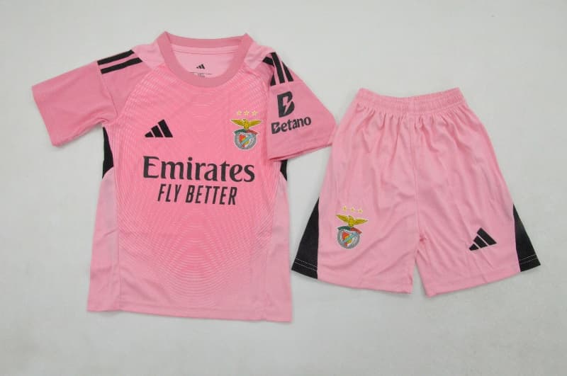 25/26 Benfica Goalkeeper Pink Kids Soccer Jersey And Shorts