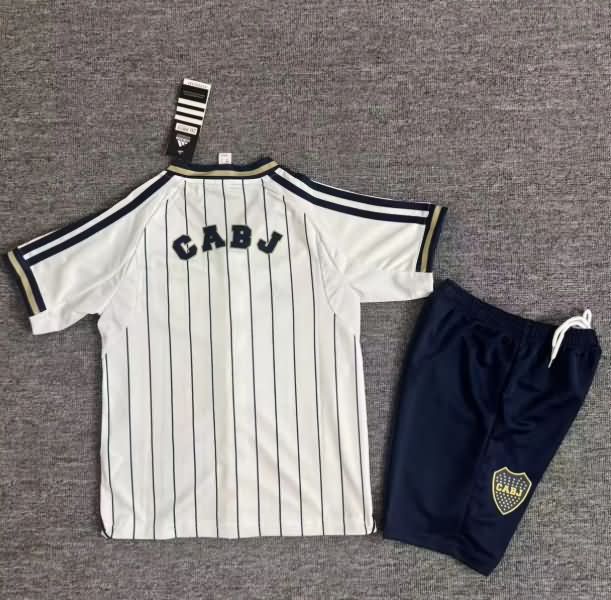 25/26 Boca Juniors Travel White Kids Soccer Jersey And Shorts