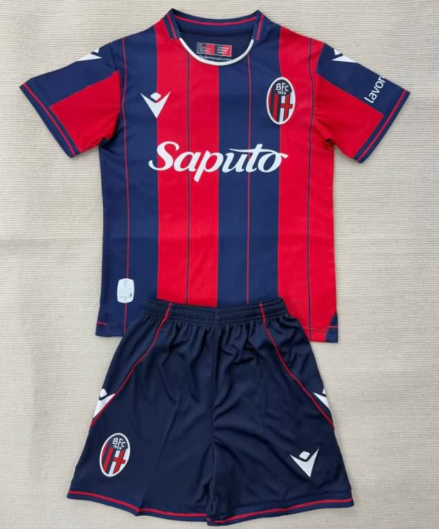 25/26 Bologna Home Kids Soccer Jersey And Shorts