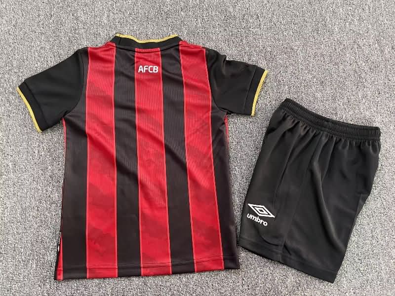 25/26 Bournemouth Home Kids Soccer Jersey And Shorts