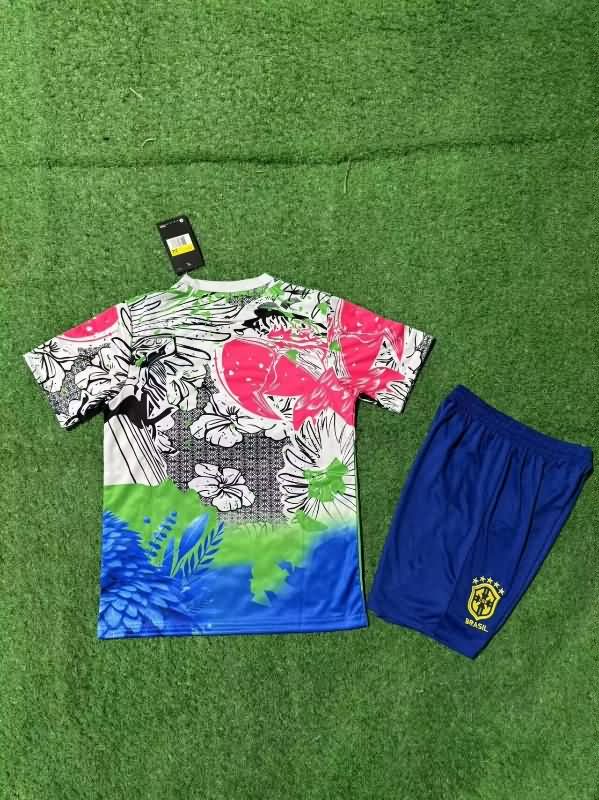 2025 Brazil Special Kids Soccer Jersey And Shorts 03