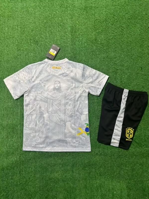 2025 Brazil Special Kids Soccer Jersey And Shorts 04