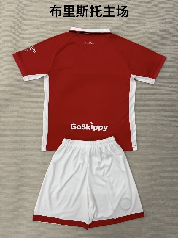 25/26 Bristol City Home Kids Soccer Jersey And Shorts