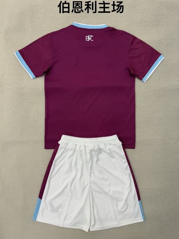 25/26 Burnley Home Kids Soccer Jersey And Shorts