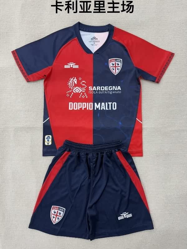 25/26 Cagliari Home Kids Soccer Jersey And Shorts