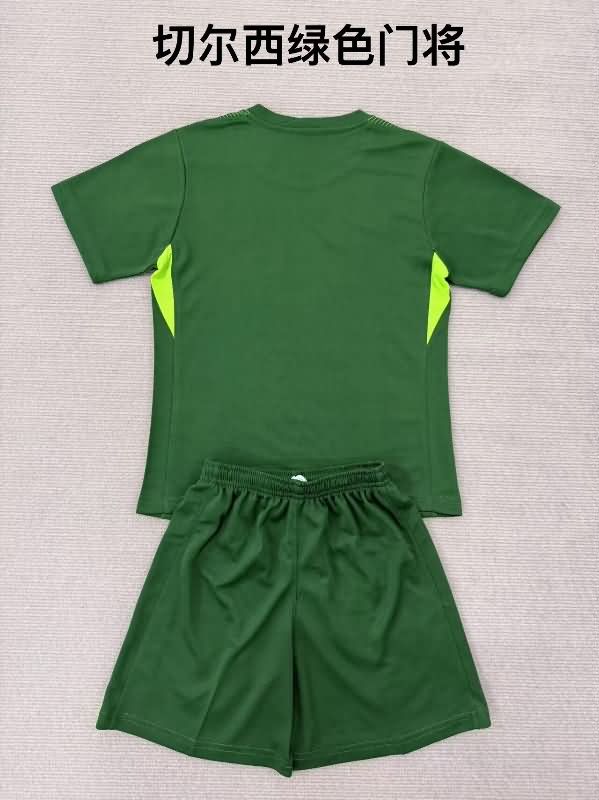 25/26 Chelsea Goalkeeper Green Kids Soccer Jersey And Shorts