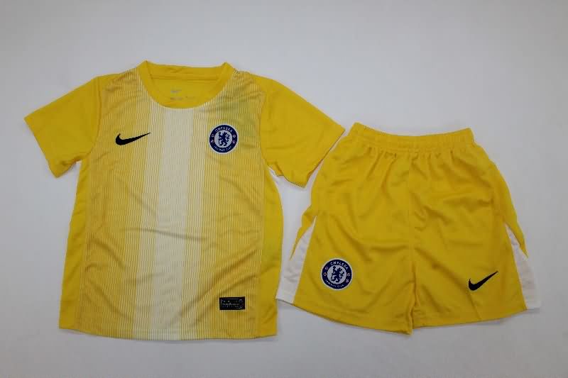 25/26 Chelsea Goalkeeper Yellow Kids Soccer Jersey And Shorts