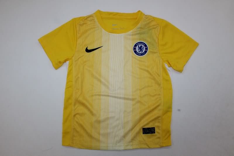 25/26 Chelsea Goalkeeper Yellow Kids Soccer Jersey And Shorts