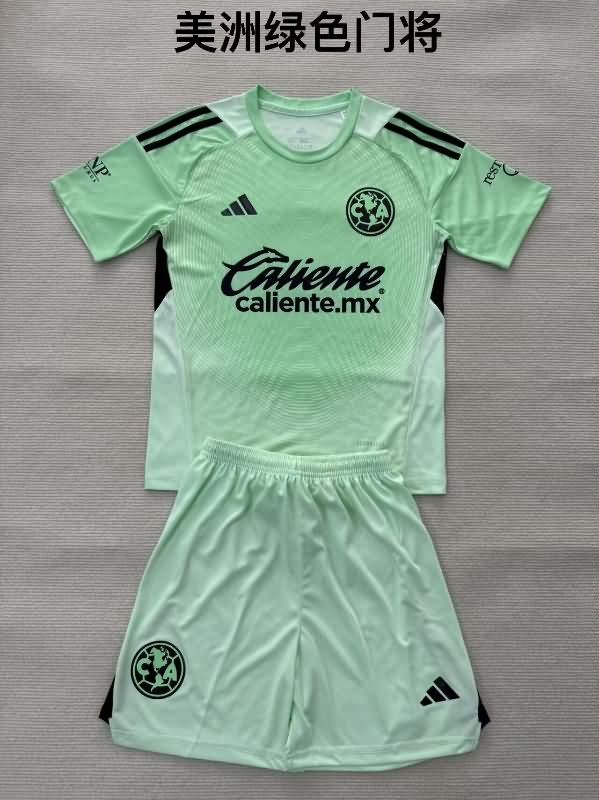 25/26 Club America Goalkeeper Green Kids Soccer Jersey And Shorts