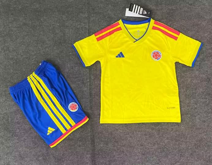 2026 Colombia World Cup Home Kids Soccer Jersey And Shorts 2026 Colombia World Cup Home Kids Soccer Jersey And Shorts