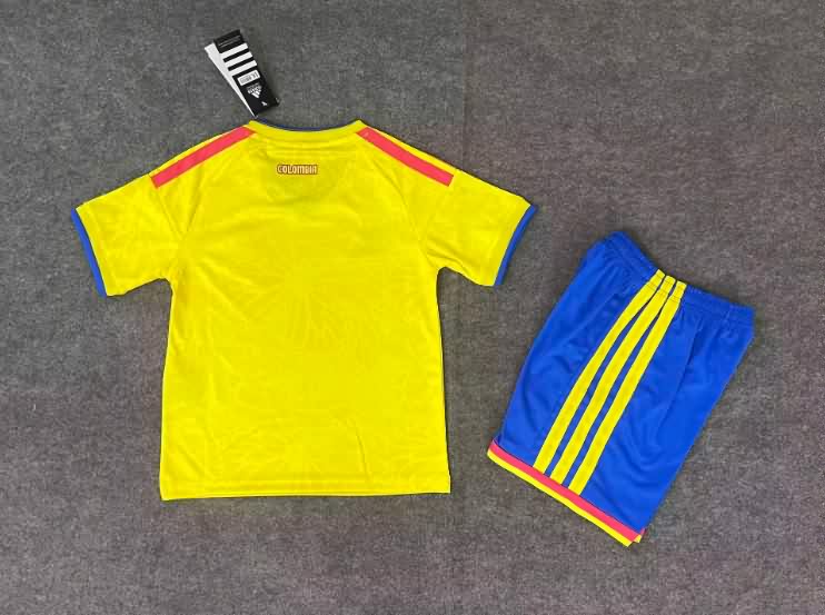 2026 Colombia World Cup Home Kids Soccer Jersey And Shorts