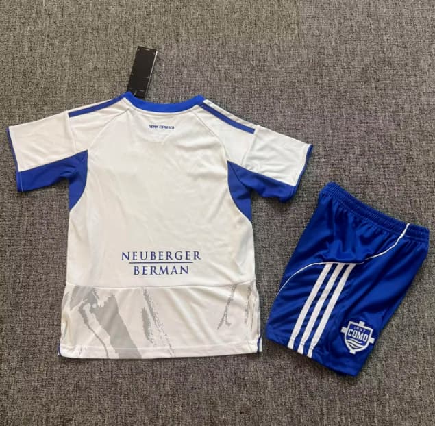 25/26 Como Away Kids Soccer Jersey And Shorts