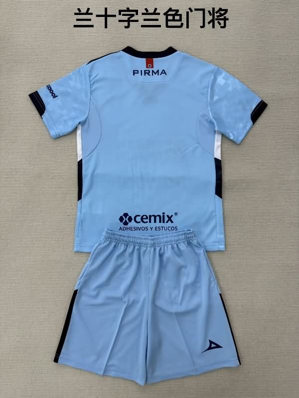 25/26 Cruz Azul Goalkeeper Blue Kids Soccer Jersey And Shorts