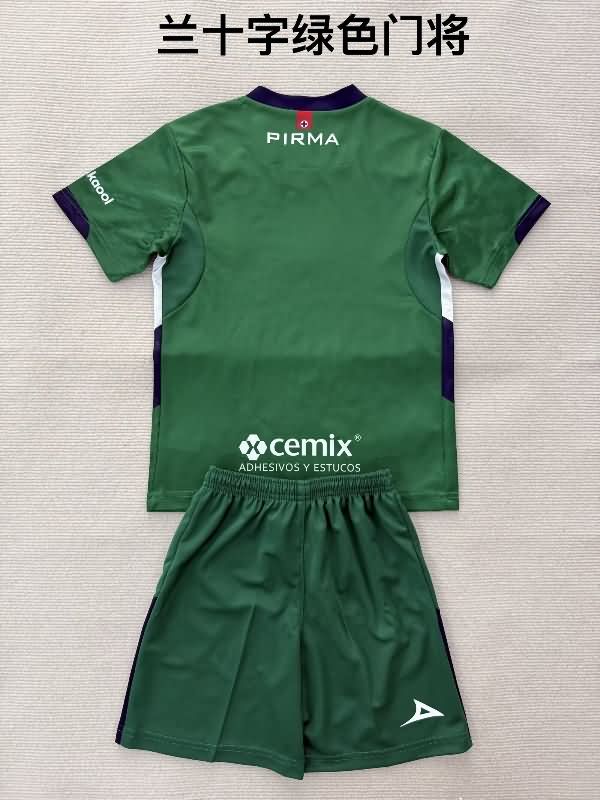 25/26 Cruz Azul Goalkeeper Green Kids Soccer Jersey And Shorts