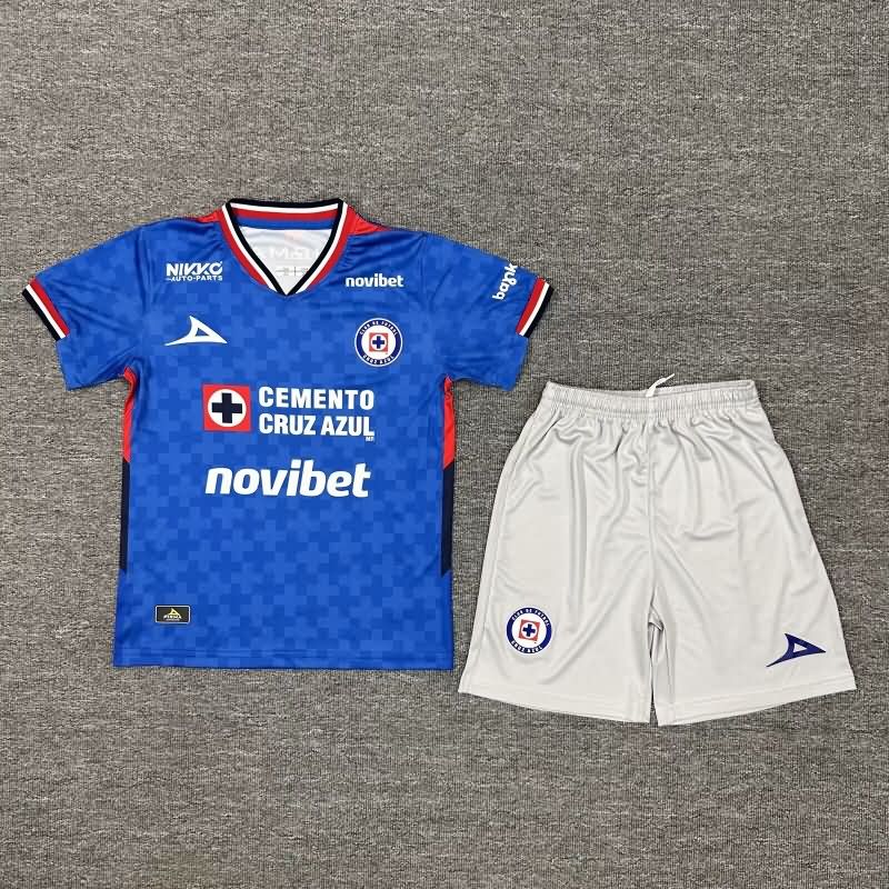 25/26 Cruz Azul Home Kids Soccer Jersey And Shorts