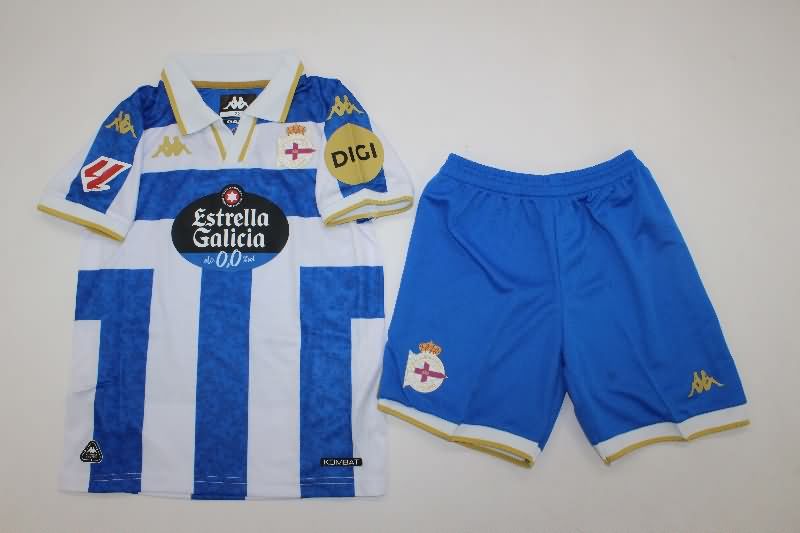 25/26 Deportivo La Coruna Home Kids Soccer Jersey And Shorts