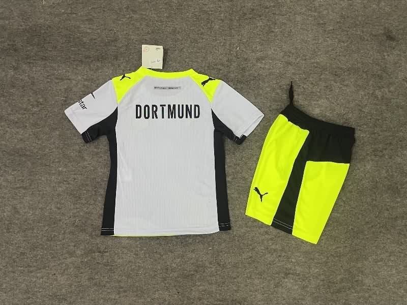 25/26 Dortmund Away Kids Soccer Jersey And Shorts