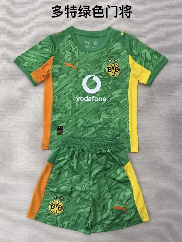 25/26 Dortmund Goalkeeper Green Kids Soccer Jersey And Shorts