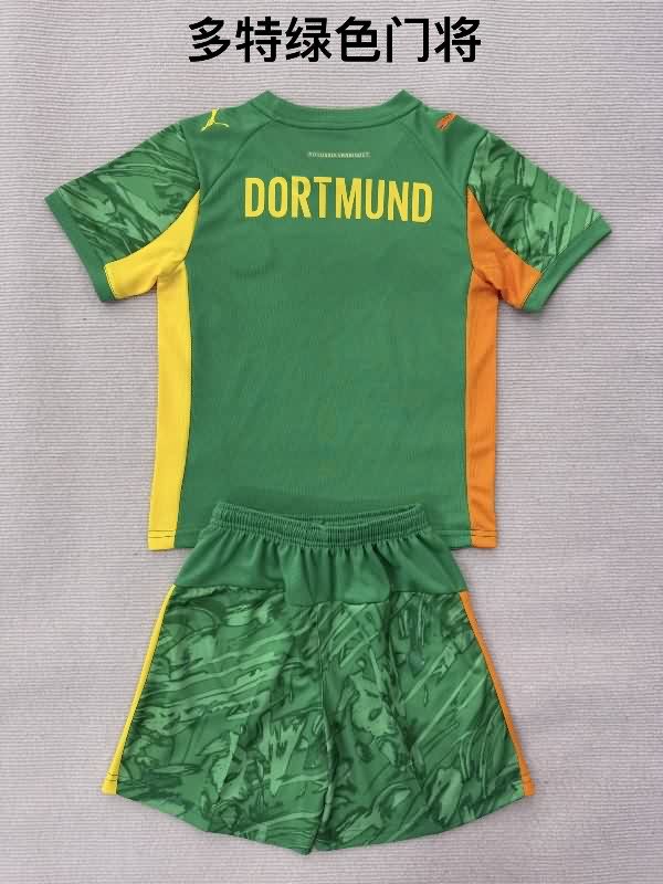 25/26 Dortmund Goalkeeper Green Kids Soccer Jersey And Shorts